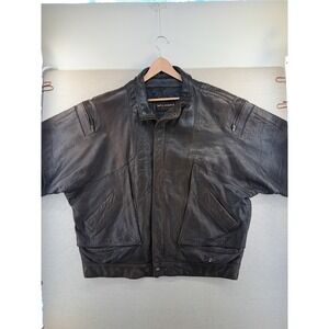 Vtg Wilsons Bomber Jacket Mens XLT Tall Brown Soft Leather Aniline Dolman 90s